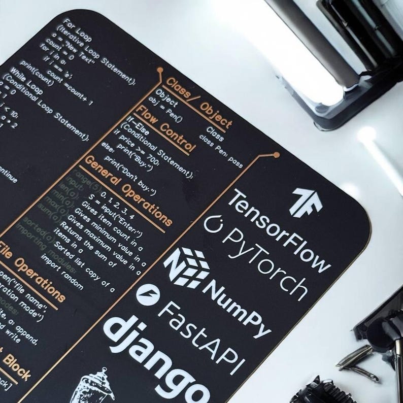 Python Programming Coaster, Cheat Sheet Coaster, Tech Coaster