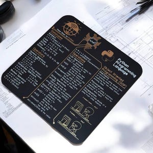 Python Programming Coaster, Cheat Sheet Coaster, Tech Coaster