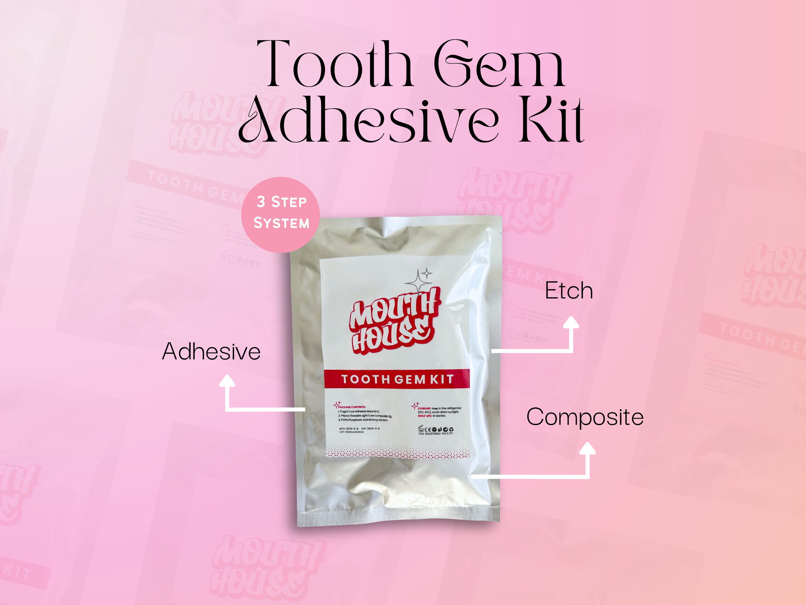 Professional Tooth Gem Adhesive Glue Kit With UV Light PRIMO