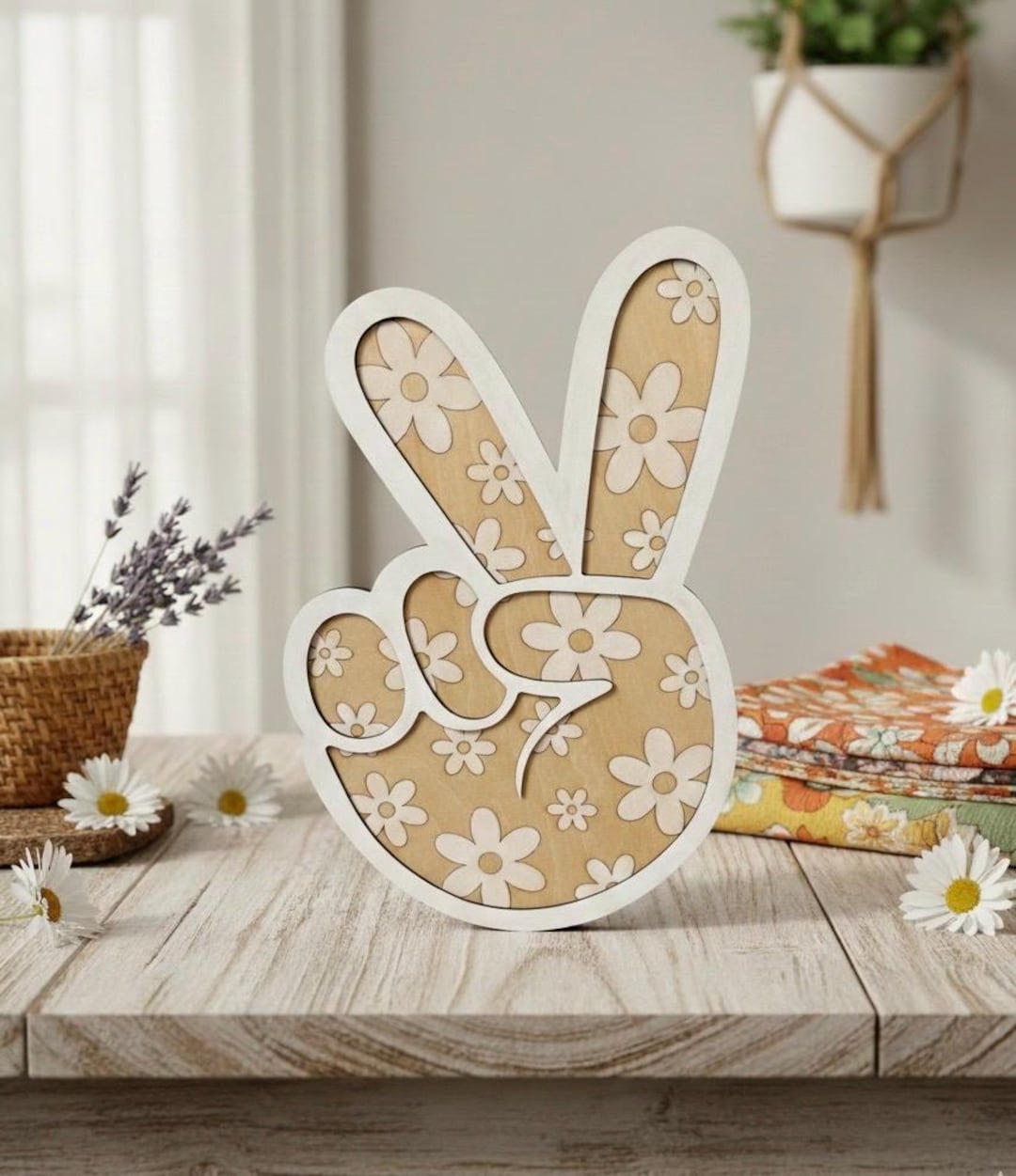 Groovy Flower Wall Decor SVG: Peace Sign Laser File (digital Download ...