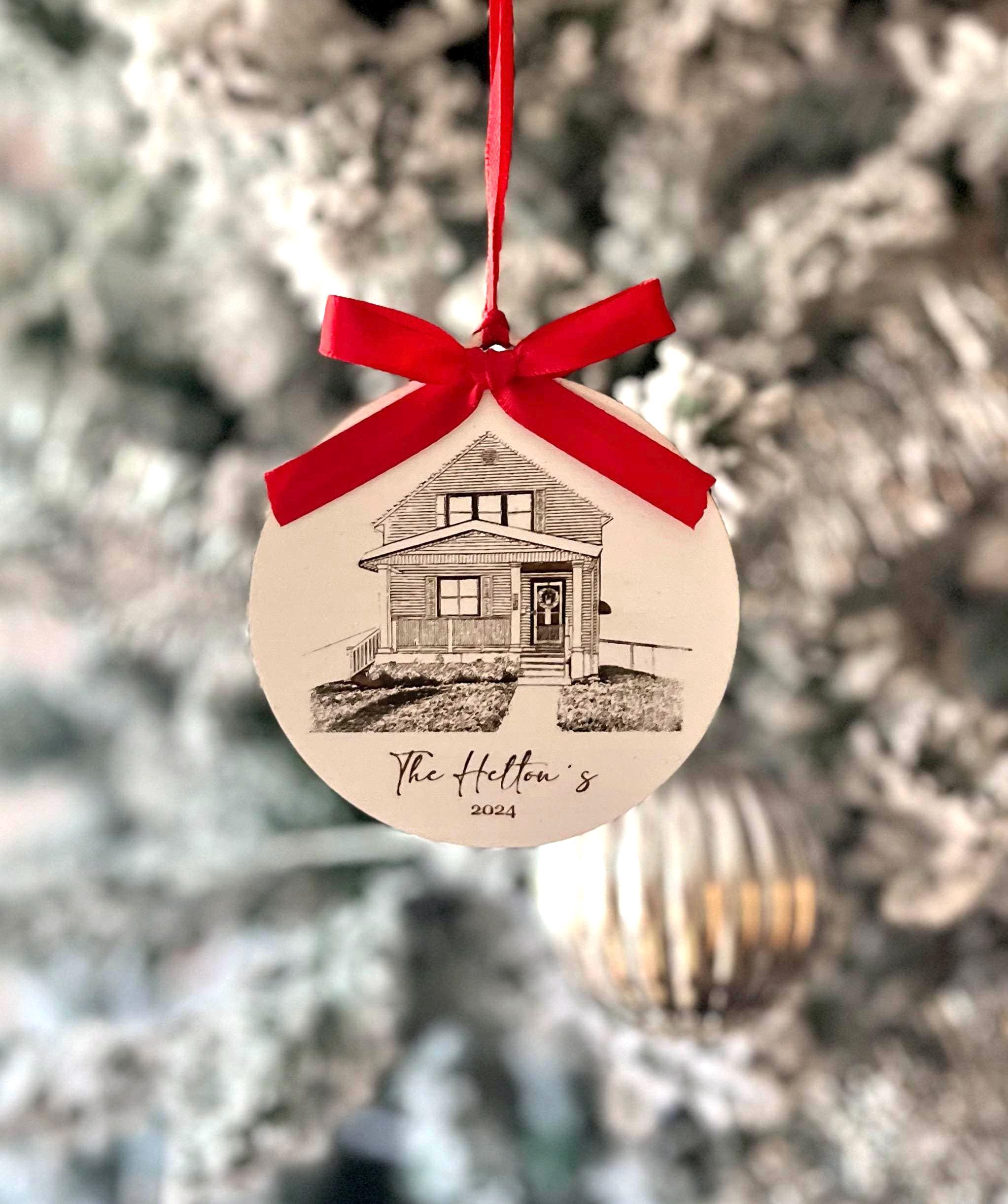 Personalized Home Portrait Ornament: Custom Engraved House Keepsake - Etsy