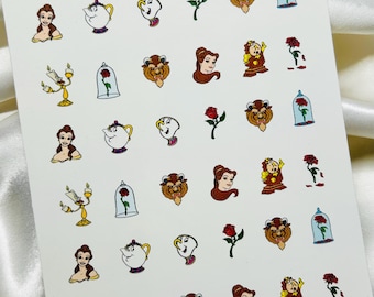 Fiaba - Decalcomania per nail art realizzata a mano con tecnica a trasferimento d'acqua