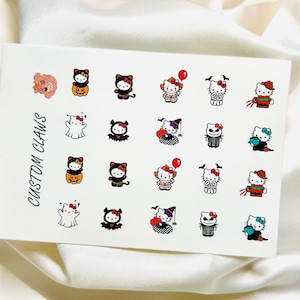 Hello-ween Cat - Hand Crafted Nail art Waterslide Decal