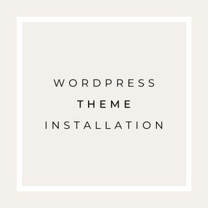 May include: A white square with a black border contains the text "WordPress Theme Installation" in all caps.