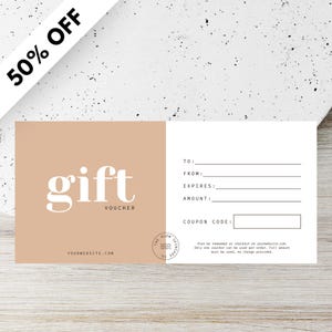 Cadeaubonkaartsjabloon voor Canva | Canvassjabloon | Boho-cadeaukaartsjabloon | Branding voor kleine bedrijven | Branding online winkel | Gloed