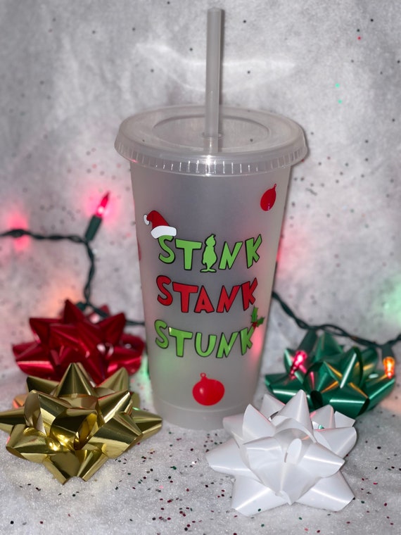 Grinch Tumbler Cup Christmas Tumbler Cup Seasonal Tumbler Cup Cold Reusable  Cup 24 Oz. 