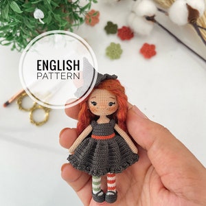 English Pattern, Miniature Crochet, Scarlet Witch, Mini Toy Pattern, Crochet Doll Pattern
