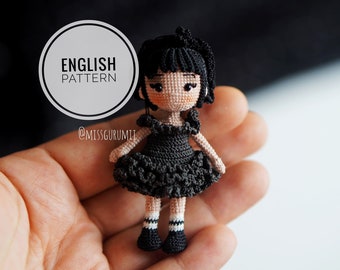 English pattern, Miniature doll pattern, Wednesday, micro toy pattern,