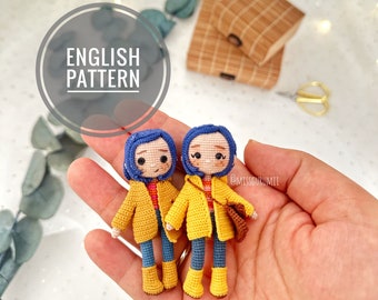 ENGLISH PATTERN, Coraline jones, miniature doll pattern, pdf pattern, miniature pattern