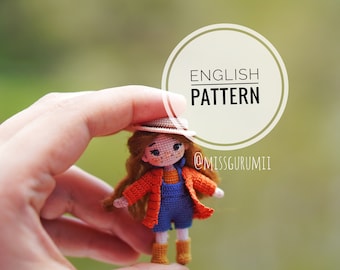 English Pattern, miniature doll pattern, pdf pattern, all clothes can come off, miniature amigurumi pattern,