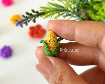 Milho pequeno e fofo, milho em miniatura, presente feito à mão, milho de crochê