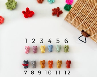 Gatto in miniatura, regalo fatto a mano, gatti colorati, micro gatto, micro gatto all'uncinetto, pronto per la spedizione