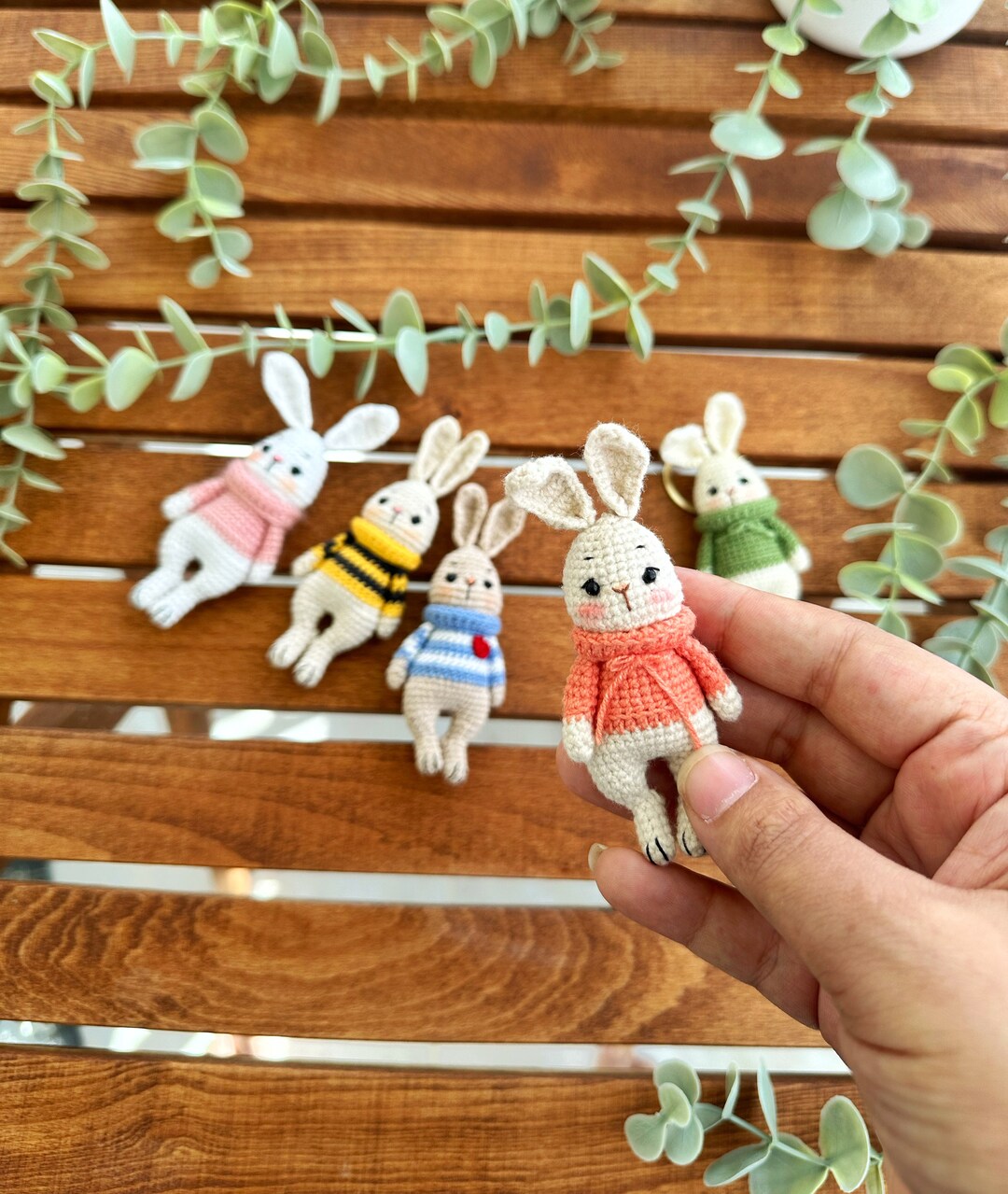 Amigurumi Bunny Key Chain, Bag Friend, Handmade Gift, Bunny Keychain ...