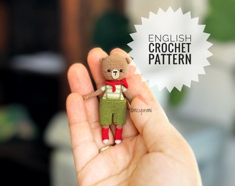 ENGLISH CROCHET PATTERN, amigurumi pattern, Christmas Bear pattern, pdf file, miniature bear pattern