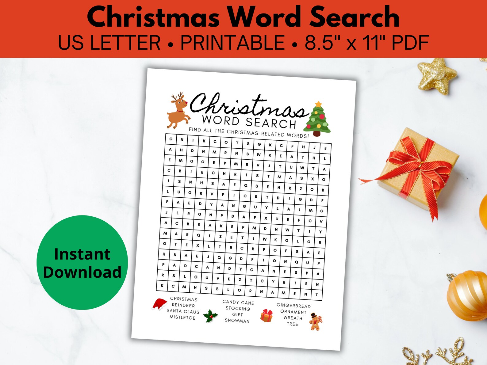 Printable Christmas Word Search Puzzle, Christmas Game, Activity for ...