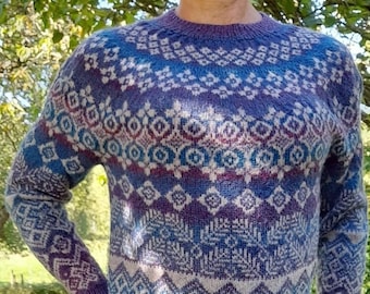 Pure wool Scandinavian-style jacquard sweater