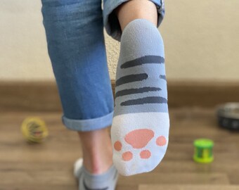 Birman Cat Paws Pattern #2 Men-Women Adult Ankle Socks Crazy Novelty Socks Birman Cat Paws Pattern #2 Men-Women Adult Ankle Socks Crazy Novelty Socks