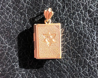 Gold Filled Miniature Ten Commandments Locket Charm Pendant Vintage