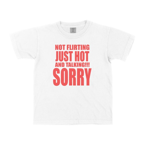 Not FLIRTING just HOT and talking!!! SORRY baby tee Y2K Aesthetic Top 2000s Inspired Tee, Slogan Graphic T-Shirt Gift For Her 90s