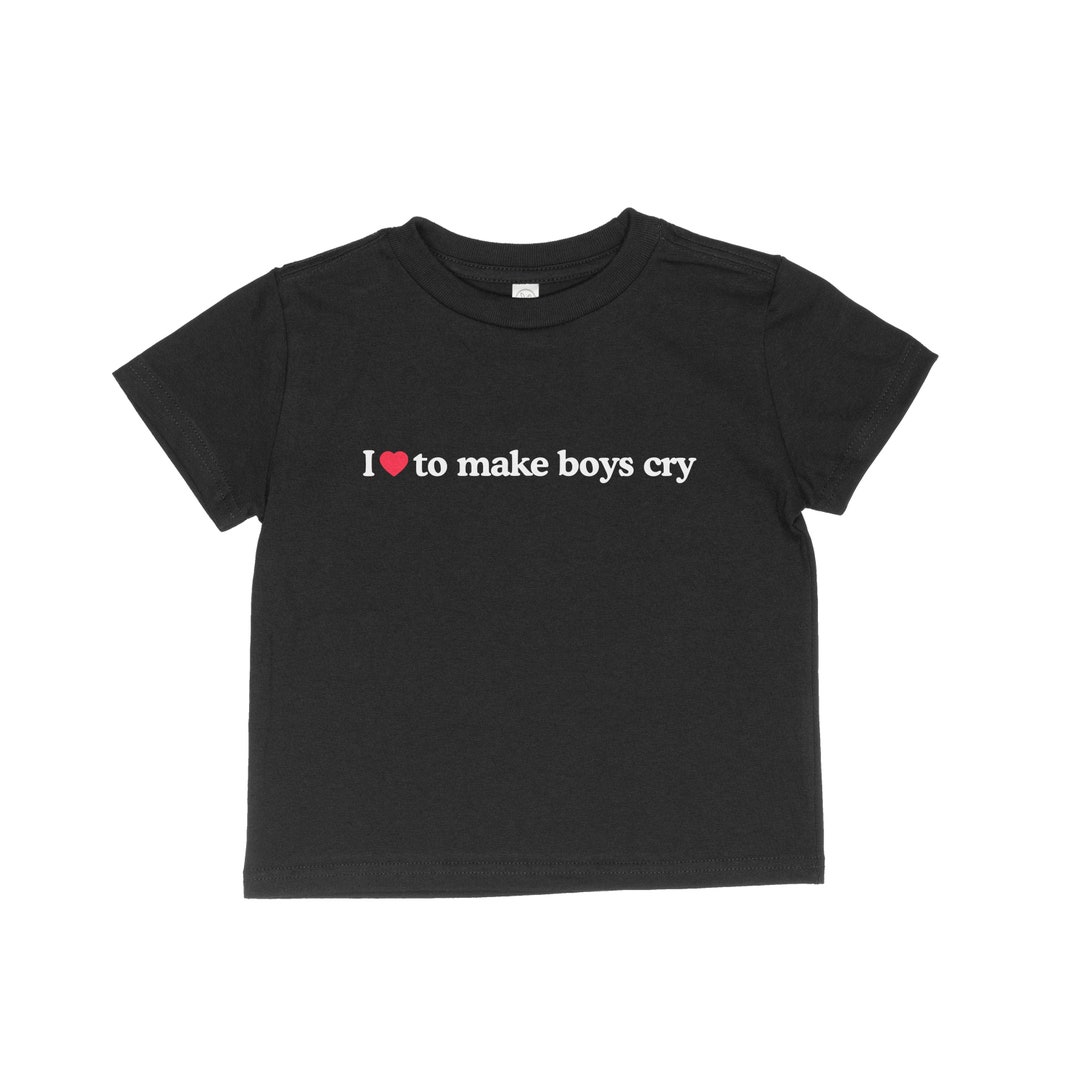 I Love to Make Boys Cry Baby Tee Black Y2K Aesthetic Crop Top - Etsy