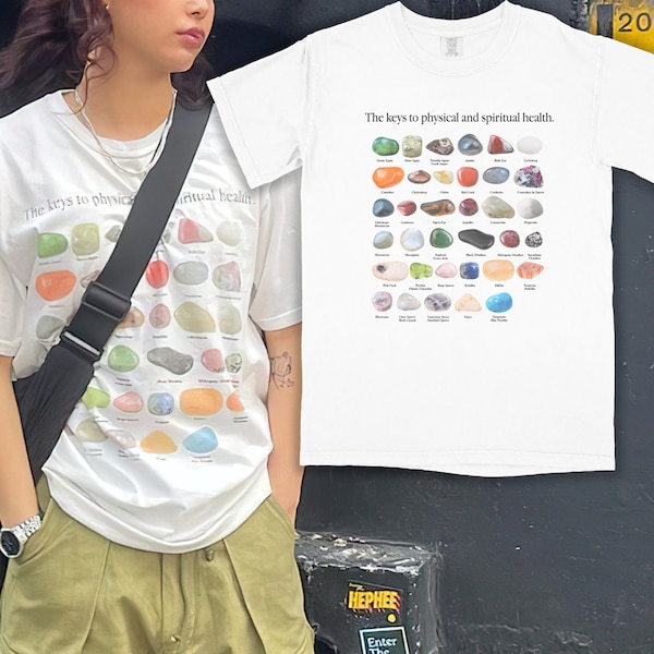 Camiseta de piedras preciosas curativas / Camiseta unisex para hombres y mujeres, camisa de citas inspiradas en la estética, regalo para sus piedras preciosas energía positiva