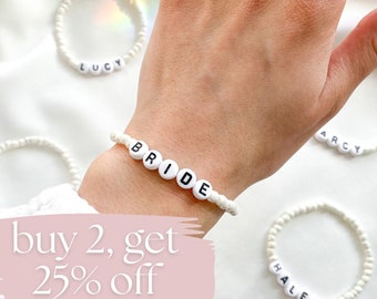 Personalised Bridesmaid Bracelet • Custom Name or Initials • Wedding Party Gift • Hen party jewellery