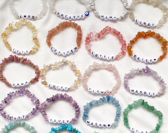 Personalised Crystal Bracelet with Custom Name · Gemstone Beaded Bracelet