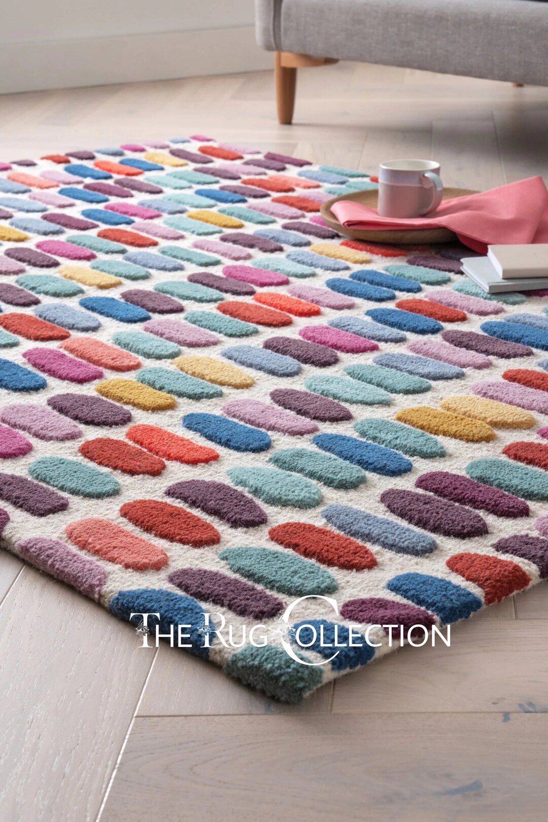 Multi Color Modern Area Rug 100 Woolen Hand Tufted Carpet for Etsy