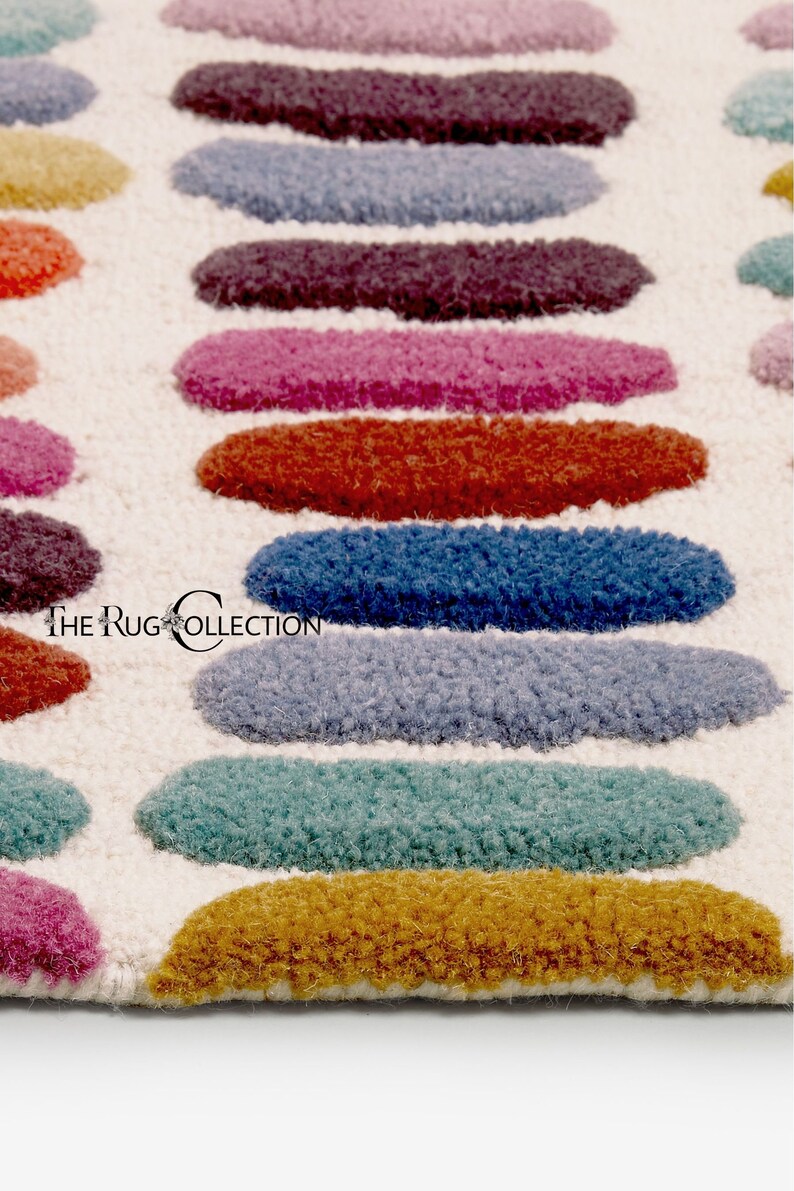 Multi Color Modern Area Rug 100 Woolen Hand Tufted Carpet for Etsy