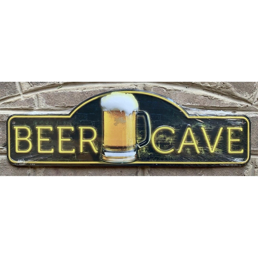 Beer Cave Metal Sign 18 X 5.5 Die Cut Embossed Man - Etsy