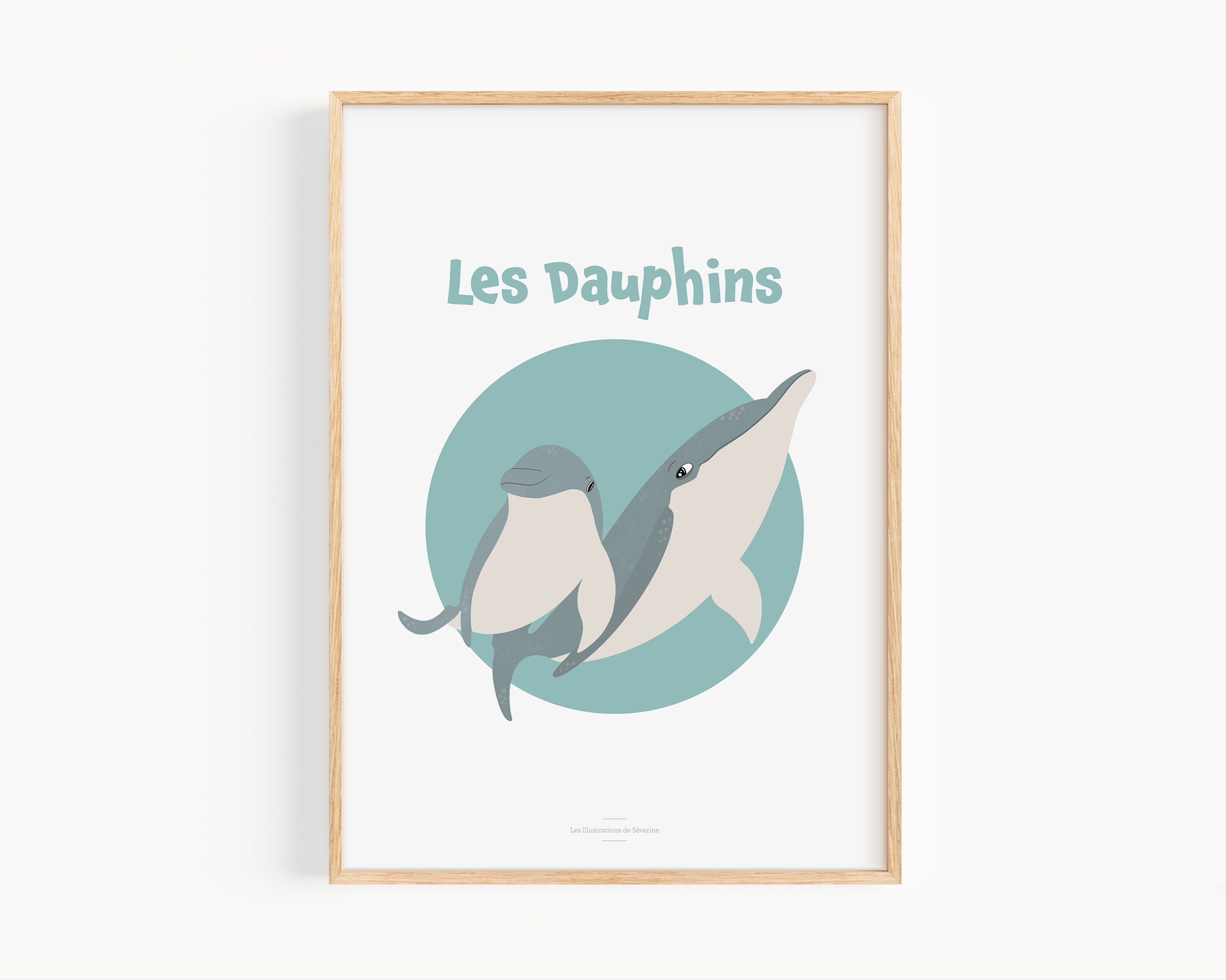 Affiche Les Dauphins A4, Décoration Chambre Bébé, Animaux, Poster Enfant, Éducatif, Cadeau de Naissa