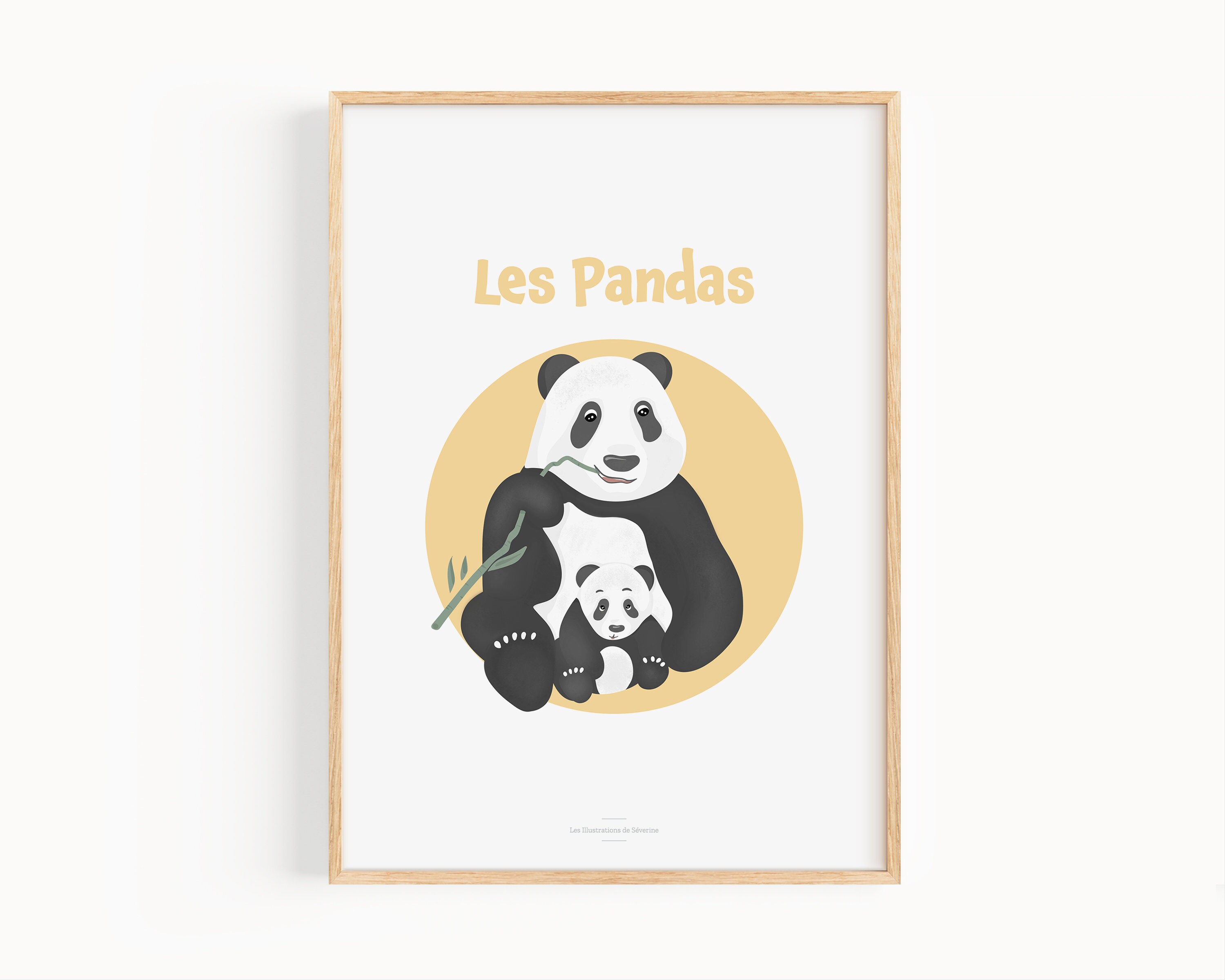 Affiche Les Pandas A4, Décoration Chambre Bébé, Animaux, Poster Enfant, Éducatif, Cadeau de Naissanc