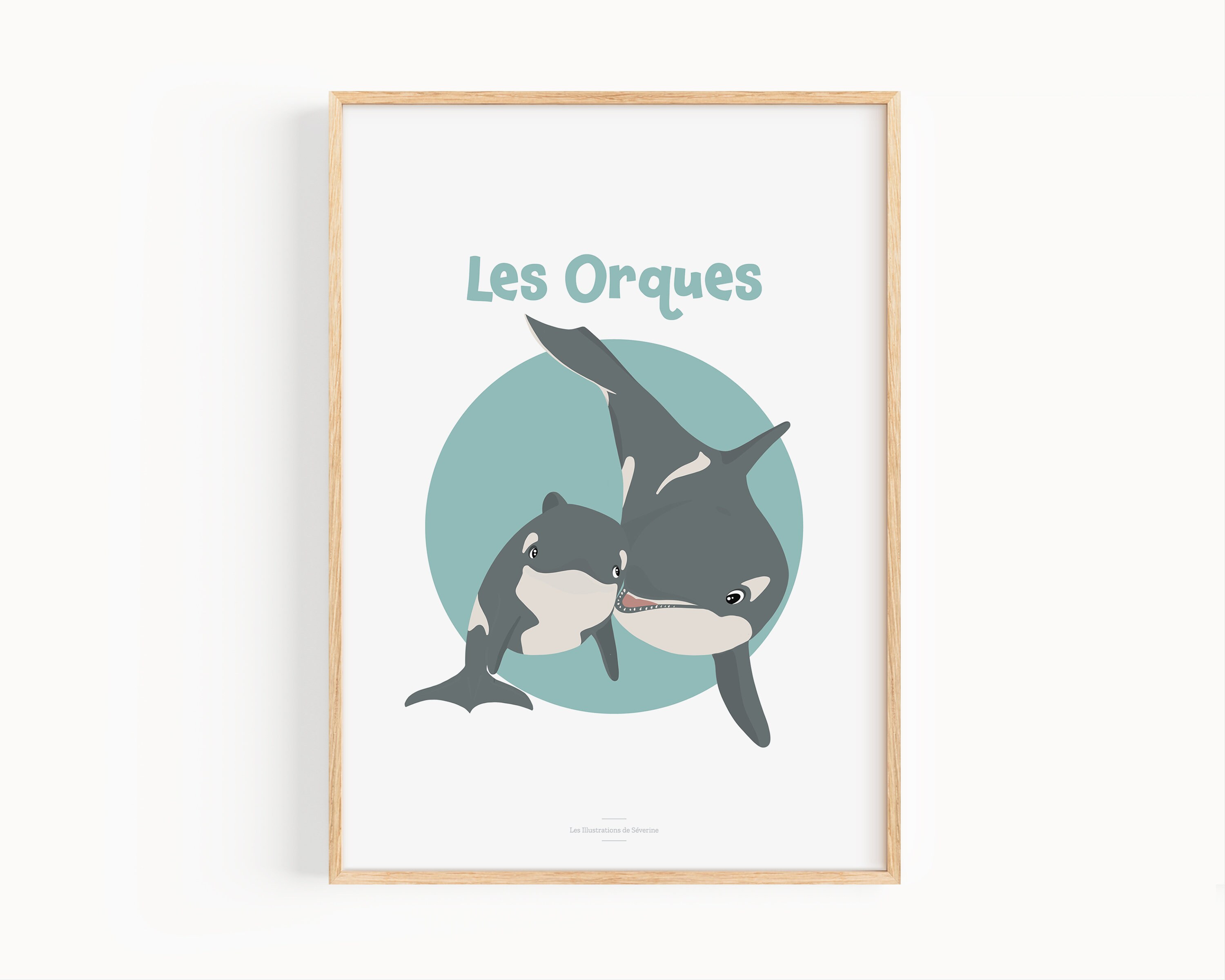 Affiche Les Orques A4, Décoration Chambre Bébé, Animaux, Poster Enfant, Éducatif, Cadeau de Naissanc