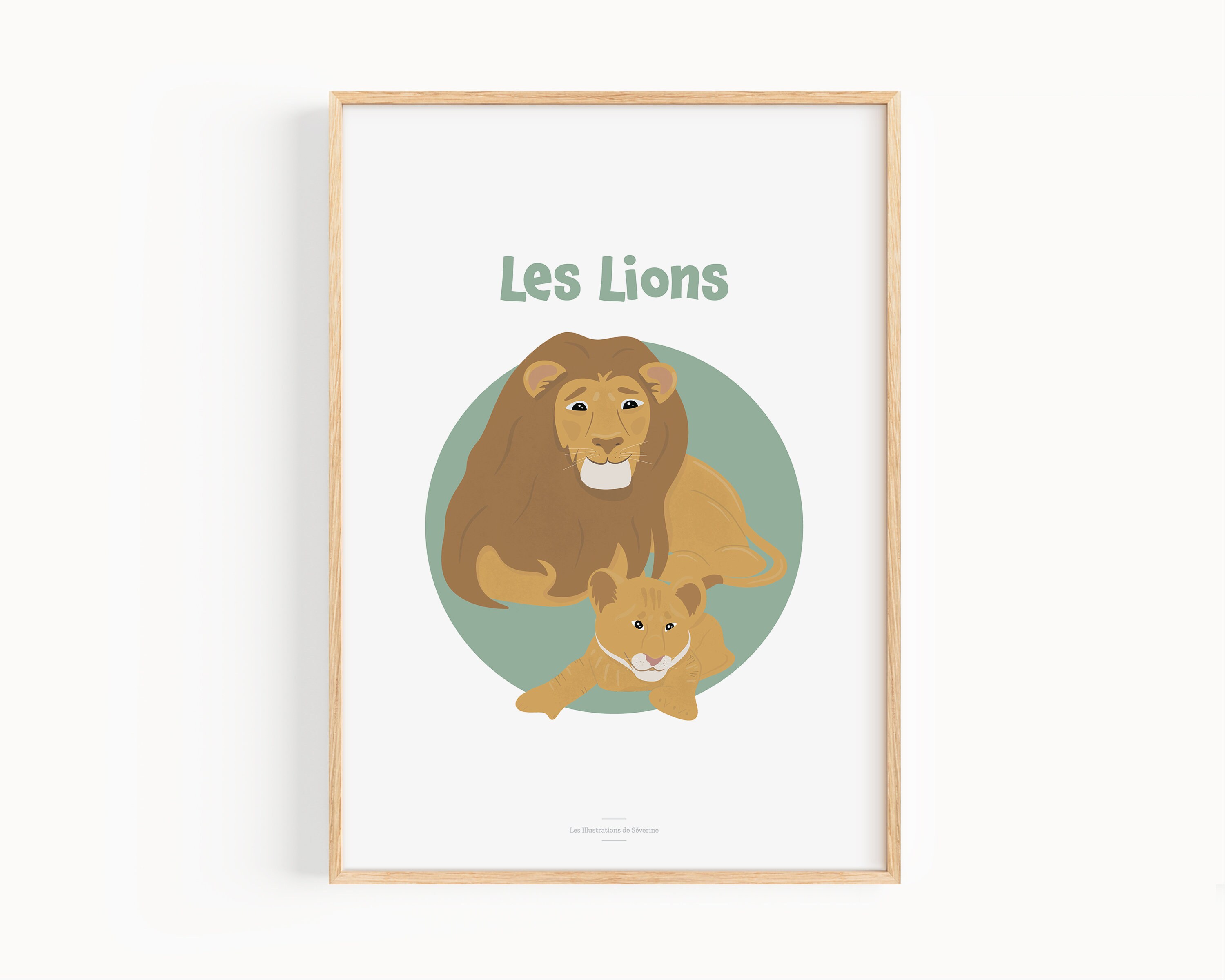 Affiche Les Lions A4, Décoration Chambre Bébé, Animaux, Poster Enfant, Éducatif, Cadeau de Naissance