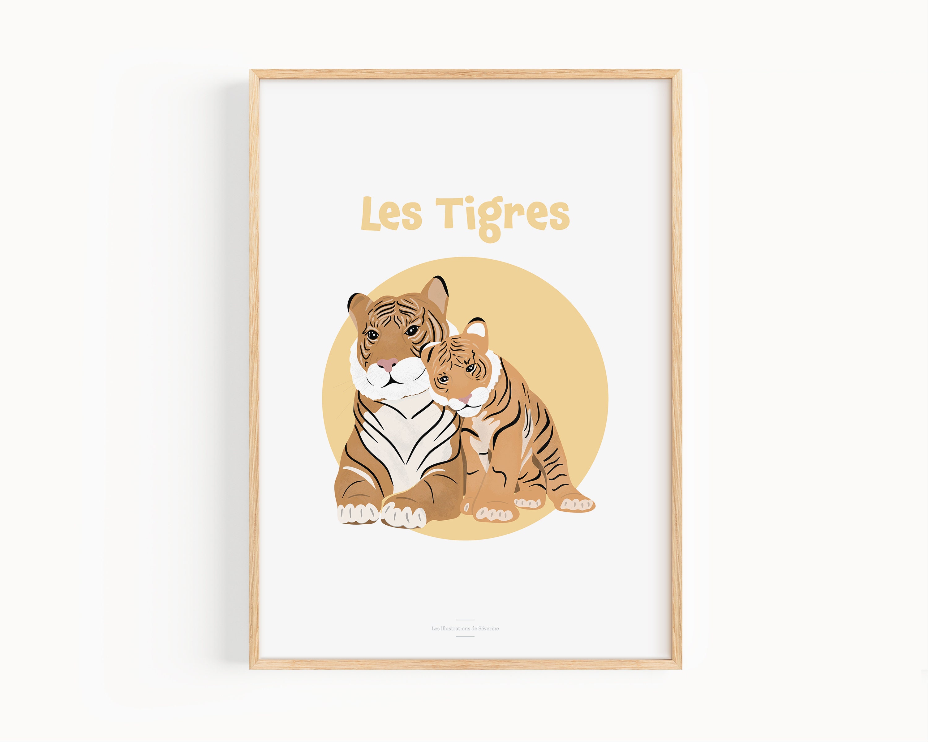 Affiche Les Tigres A4, Décoration Chambre Bébé, Animaux, Poster Enfant, Éducatif, Cadeau de Naissanc