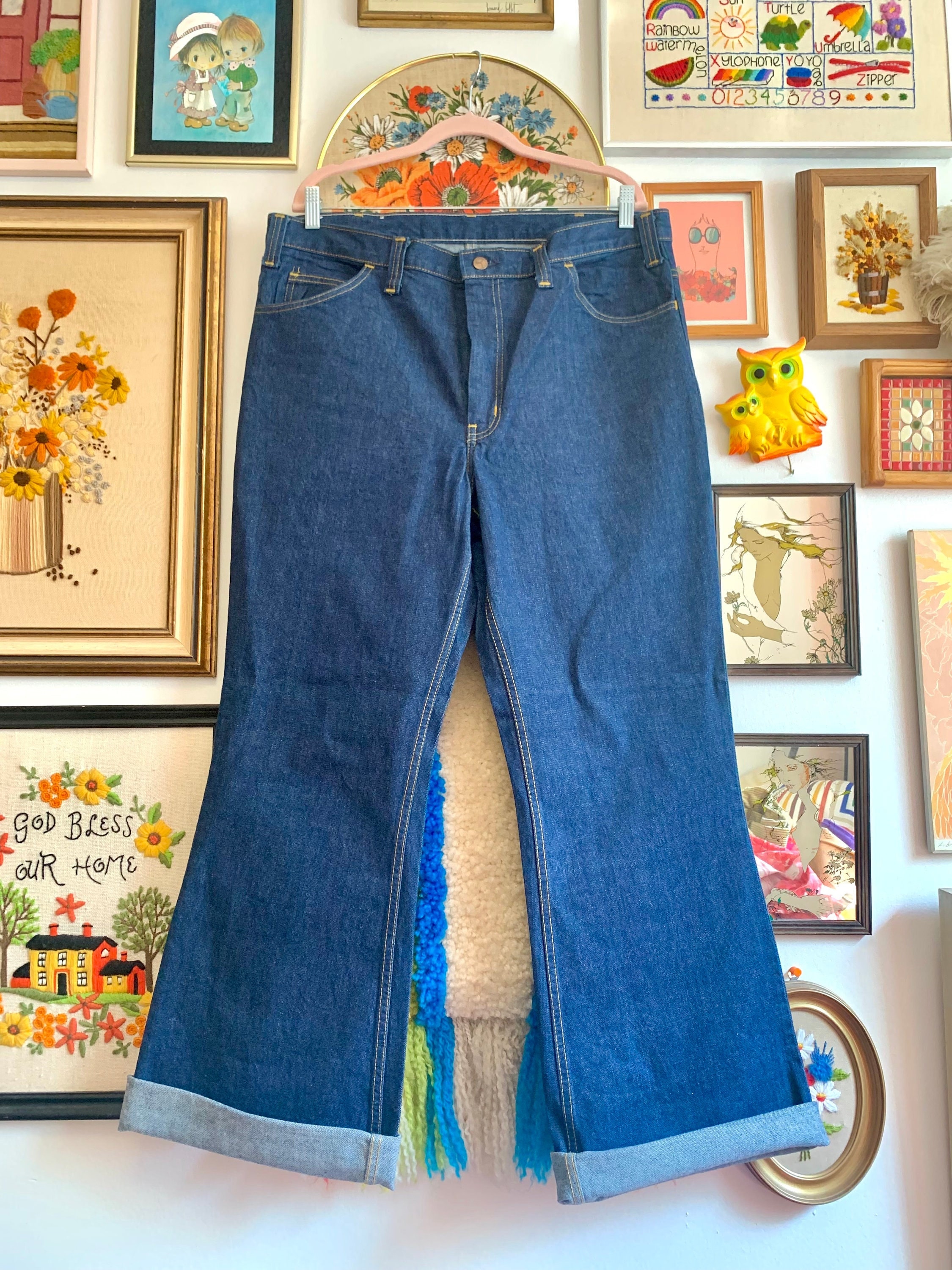 パンツ Bobson 70s bell bottom \" dead stock \" 12.5oz Patch Pocket Bell Bottom Jeans 1970s Revival Model