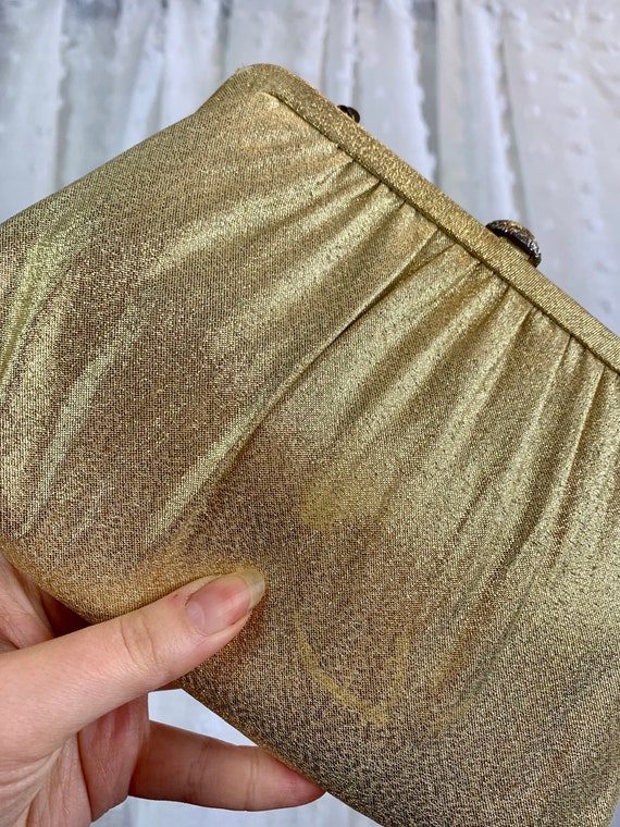 50s/60s Gold Lamé Mini Handbag/Clutch - image 5