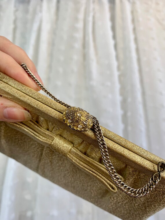 50s/60s Gold Lamé Mini Handbag/Clutch - image 3