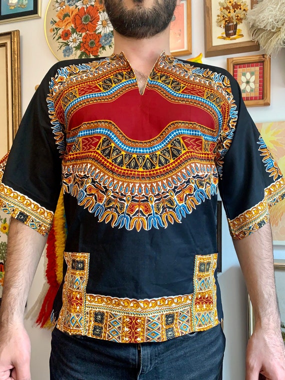 Medium| 60s/70s Vintage DEADSTOCK African Style Dashiki