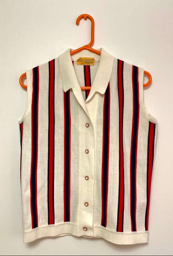Small/medium 60s/70s Nautical Striped Knit Vest | Etsy