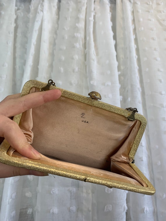50s/60s Gold Lamé Mini Handbag/Clutch - image 2