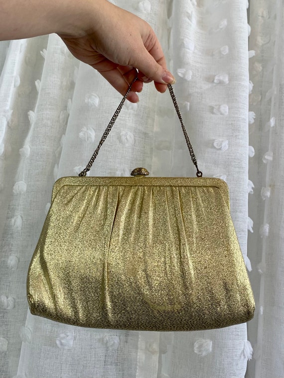 50s/60s Gold Lamé Mini Handbag/Clutch - image 4