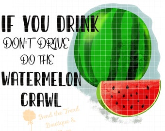 Watermeloen Crawl PNG | * Digitaal bestand * | Sublimatie Print|