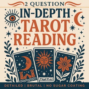 Lectura de tarot de 3 cartas con 2 preguntas a fondo, perspectiva psíquica honesta y detallada para uno mismo, el amor, las relaciones, la carrera, el trabajo y el hogar, sin edulcorantes.