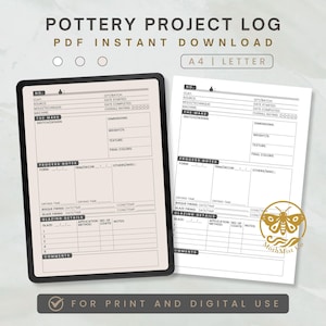 Planificador de proyectos de cerámica (PDF imprimible) / Plantilla de registro digital de trabajos de cerámica / Diario del alfarero / Compatible con GoodNotes y Notability