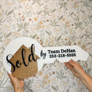Custom Sold Sign for Realtors - Personalized Real Estate Closing Gift - Laser Cut Wooden Key Prop - Realtor Marketing Photo Sign