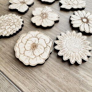 Birch Wood Flower Fridge Magnets - Set of 8 Rustic Floral Accents - Etsy