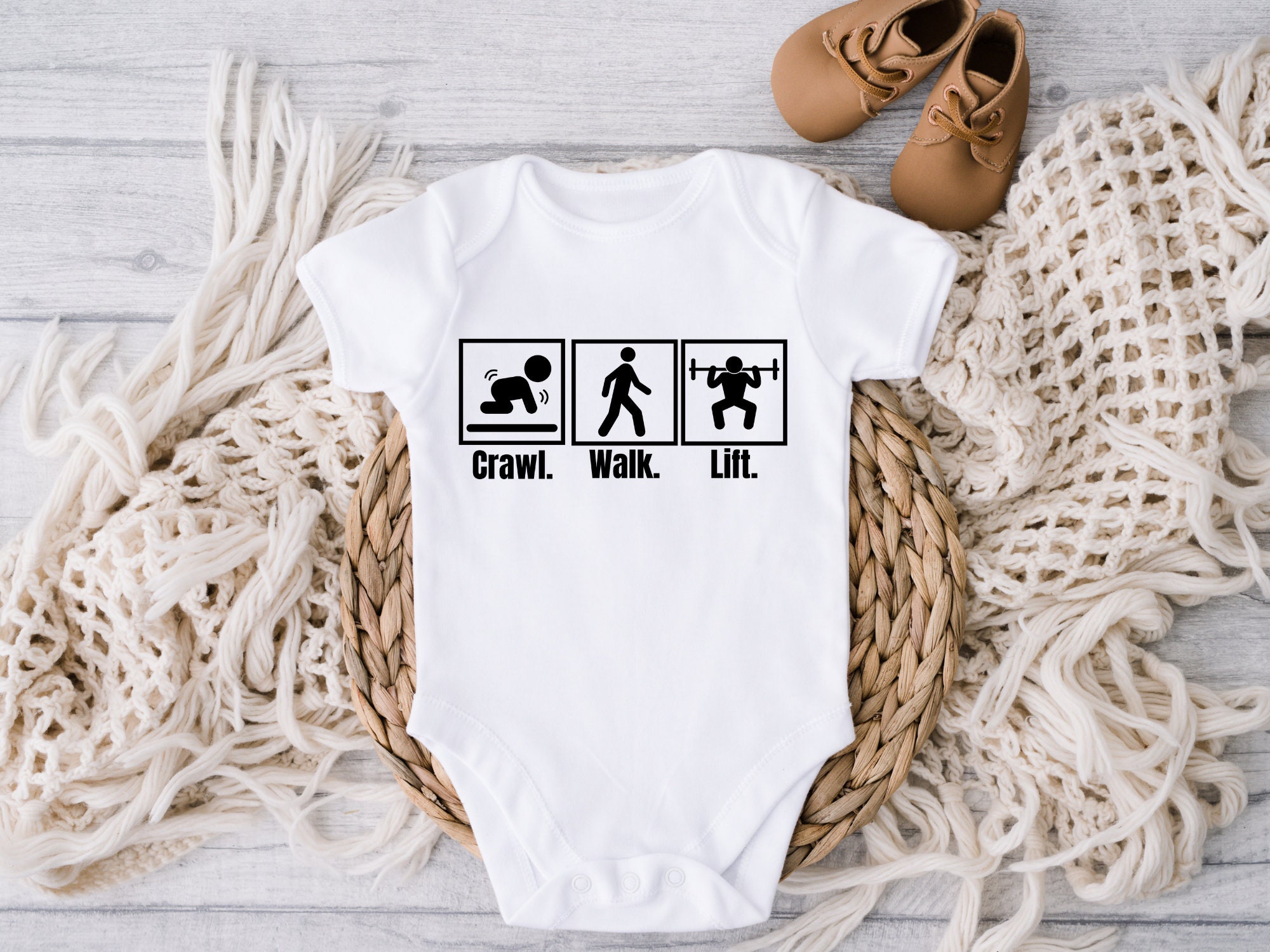 Lift Like Daddy Baby Grow Weightlifting Gym Dad Funny Gifts