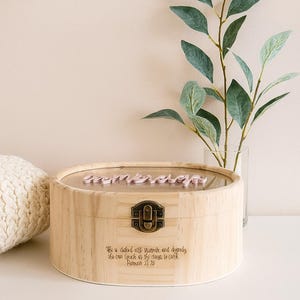 Personalized Oval Wooden Keepsake Box with Name and Bible Verse – Custom Baptism Gift for Girls
