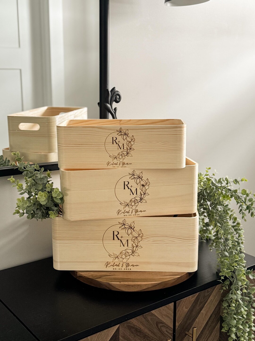 Personalized Wooden Wedding Keepsake Box • Custom Engraved Memory Box ...